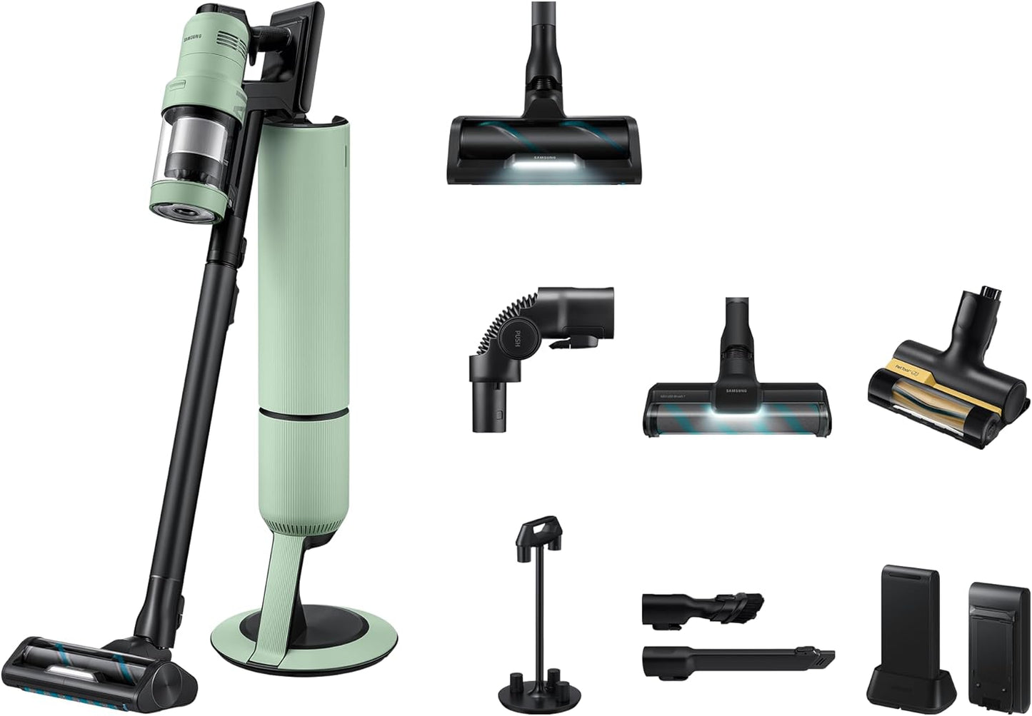 Samsung VS90F40EEM/WD Bespoke AI Jet Ultra Akku+ CompleteClean, Akku-Handstaubsauger inkl. Zubehör, 400 W, 2 Akkus, All-In-One-Station, Active Dual & Slim LED+ Bürste, Pet Tool+, Satin Mint