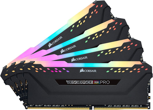 Corsair Vengeance RGB PRO 32GB (4x8GB) DDR4 3200MHz C16 XMP 2.0 Enthusiast RGB LED-Beleuchtung Speicherkit - schwarz, CMW32GX4M4C3200C16